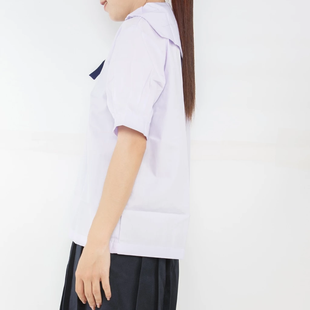 เสื้อนักเรียนหญิง คอปกทหารเรือ ตราชัยยะ*เล็กกว่าสมอ*ผ้าค็อตตอนนุ่มรีดง่ายคุณภาพดี ราคาคุ้ม