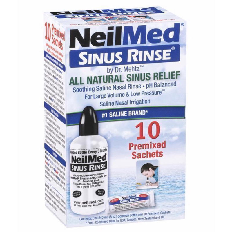✔️ของแท้ ♥️พร้อมส่ง ชุดอุปกรณ์ล้างจมูก ขวด+ เกลือ NeilMed Sinus Rinse Starter Kit 10 Sachets Exp 3/2028 เกลือซอง 12/2027