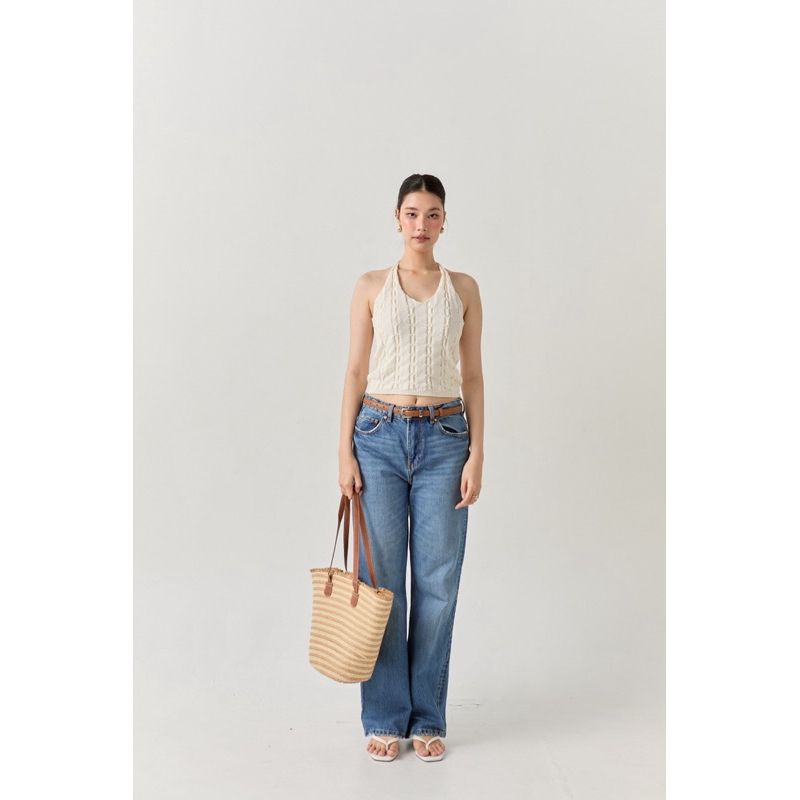 Pixxie top เสื้อกล้ามคล้องคอ ไหมพรม basicselected ไปทะเล