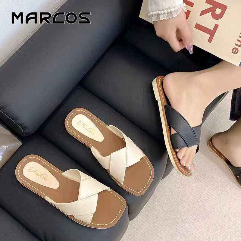 MARCOS รองเท้าแตะผู้หญิง รองเท้าแตะเรียบง่าย ไม่มีปัญหากัดเท้า! ใส่ได้ทั้งออกเที่ยวประจำวันและเดินเล่นริมทะเลแบบสไตล์ ราคา ถูกที่สุด ดีลบีเคเค แกลเลอรีภาพที่ 3