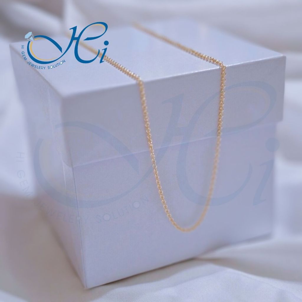 สร้อยคอ HIGEM ตะขอก้ามปู ทองคำขาวแท้ ทอง14k Italy (58.33%) ลายทิฟฟานี(สีทอง) มีใบรับประกันจากทางร้าน