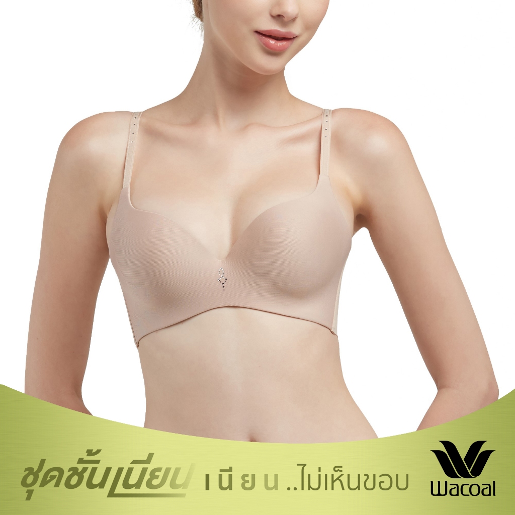 Wacoal ชุดชั้นเนียน บราไร้โครง ใส่สบาย เสริมฟองน้ำ รุ่น WB5X41 สีเบจ (BE)