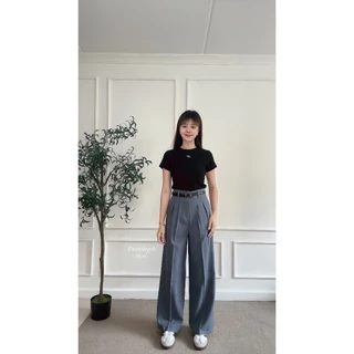 🚀ส่งด่วน | Bloom Pants กางเกงกระบอกใหญ่ แต่งจีบ ผ้าสโนว์สลาฟ ยาว 41 นิ้ว