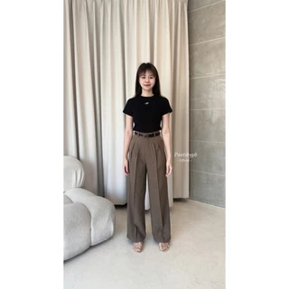🚀ส่งด่วน | Bloom Pants กางเกงกระบอกใหญ่ แต่งจีบ ผ้าสโนว์สลาฟ ยาว 41 นิ้ว