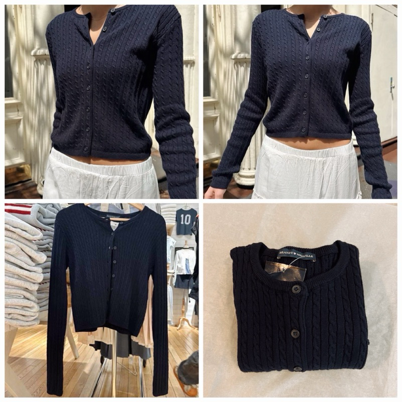 BrandyMelville🇺🇸💯แท้ใหม่✨พร้อมส่ง📍Zoe Cable Knit Cardigan เสื้อคาร์ดิแกนสีกรม เสื้อแขนยาว รุ่นฮิต ขอ