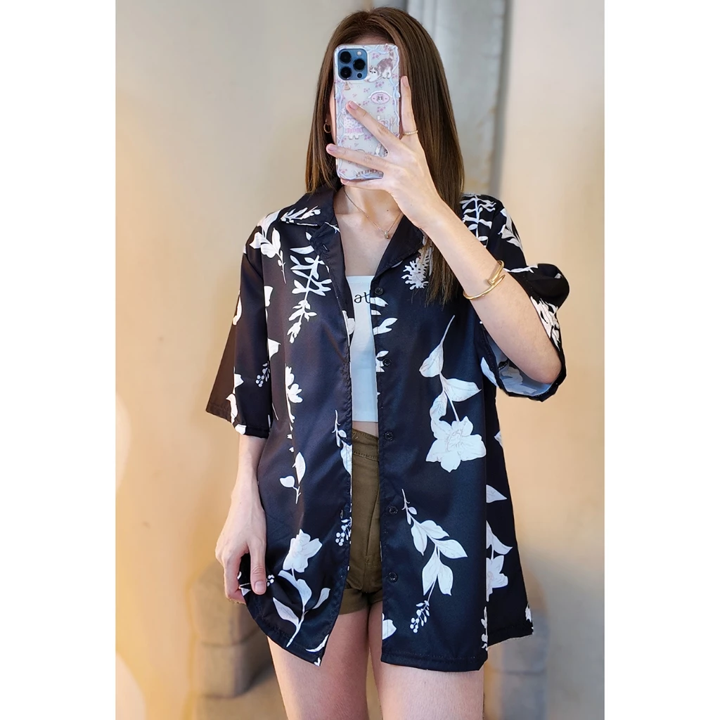 Hawaii เสื้อเชิ้ต ปกฮาวาย แขนสั้น ลายดอก ผ้าไหมอิตาลี thumbnail 9