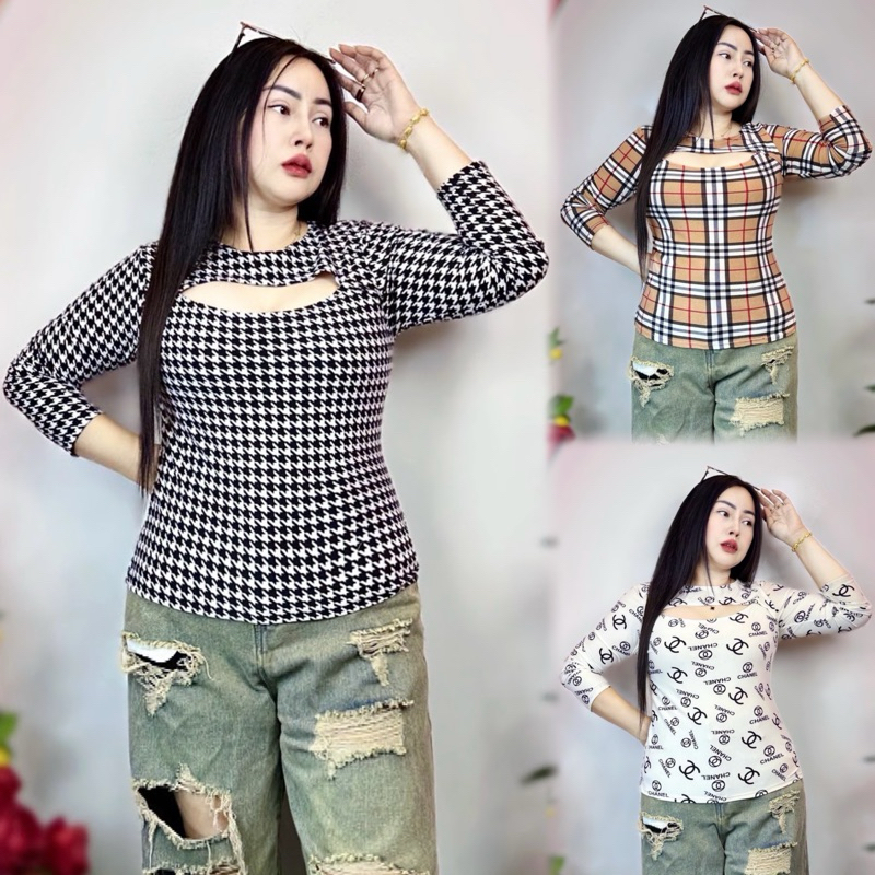 จัดส่งไวมาก✅เสื้อสาวอวบ อก38-44 ยาว24  ฮิตสุตใส่ได้ตลอดกาลไม่เอ้า  เว้าหน้าแขนยาว - รูปที่ 7