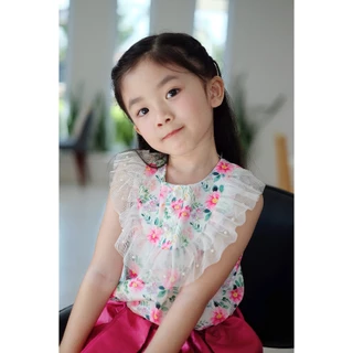 ชุดไทยเด็ก ราคาพิเศษ ณัฐชบายาน์ ใส่ไปโรงเรียน ลายดอกไม้ หวานๆ แขนกุด