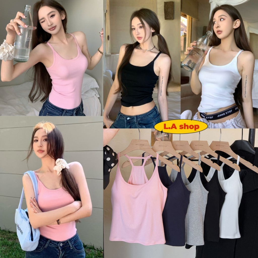 L.A Shop★สไตล์ใหม่★​พร้อมส่ง เสื้อสายเดี่ยว มีฟองน้ำ สีสดใส น่ารักคาวาอี้ ใส่สบายทรงพอดีตัว "FY6840"