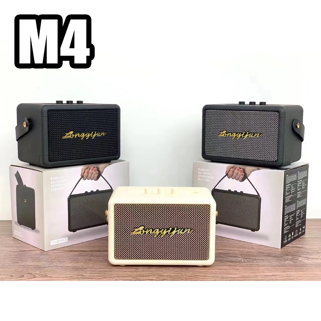 ลำโพงบลูทูธ รุ่น M4 สไตล์เรโทร 55 วัตต์ เชื่อมต่อ 2 ตัวได้ ประกัน 1 ปี เสียงดีมาก
