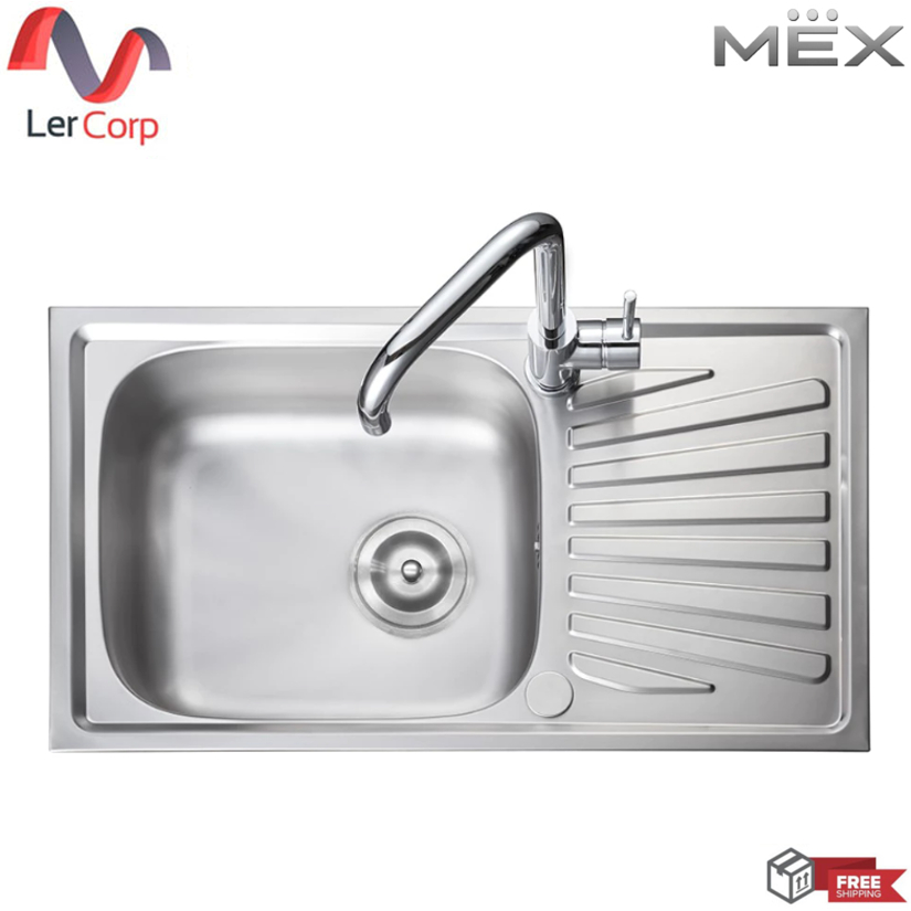 (Mex) อ่างล้างจาน 1 หลุม 1 ที่พัก ขนาดอ่าง 75 x 43 ซม. สเตนเลส สตีล AISI 201 รุ่น DSX75 – โปรปัง