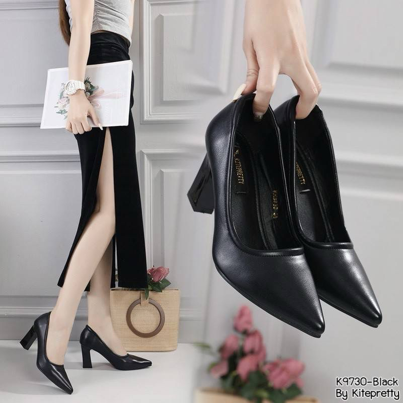 ⭐️พร้อมส่ง⭐️KITEPRETTY รุ่น K9730 รองเท้าคัชชูทำงาน หนังนิ่ม ส้นสูง 3 นิ้ว ปลายแหลม Size 35-40