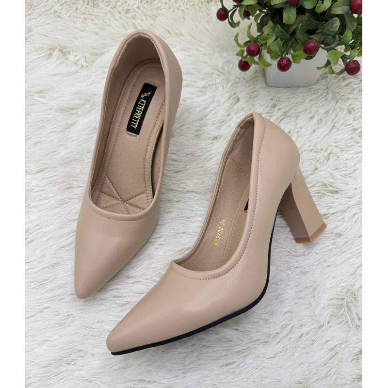 ⭐️พร้อมส่ง⭐️KITEPRETTY รุ่น K9730 รองเท้าคัชชูทำงาน หนังนิ่ม ส้นสูง 3 นิ้ว ปลายแหลม Size 35-40