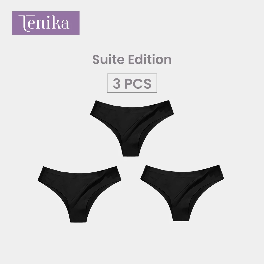 TENIKA กางเกงในจีสตริง เซ็กซี่ Ice Silk กางเกงในไร้ขอบ Thong Panties กางเกงชั้นในสตรีเอวต่ำ(3pcs)
