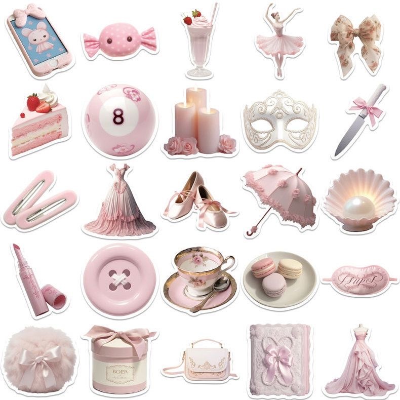 1 แพ็ก 50 ชิ้น สีชมพู บัลเล่ต์ การ์ตูน สติ๊กเกอร์ ใช้ตกแต่งกระเป๋าเดินทาง เคสไอแพด แก้วน้ำ เคสโทรศัพท์ แล็ปท็อป กีตาร์ - รูปที่ 3