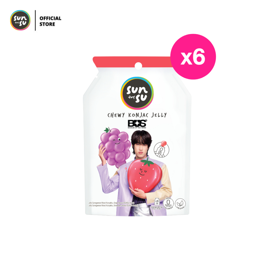 (แพ็ก 6) Sunsu เยลลี่ รสสตรอว์เบอร์รี่&องุ่น 6 ซอง