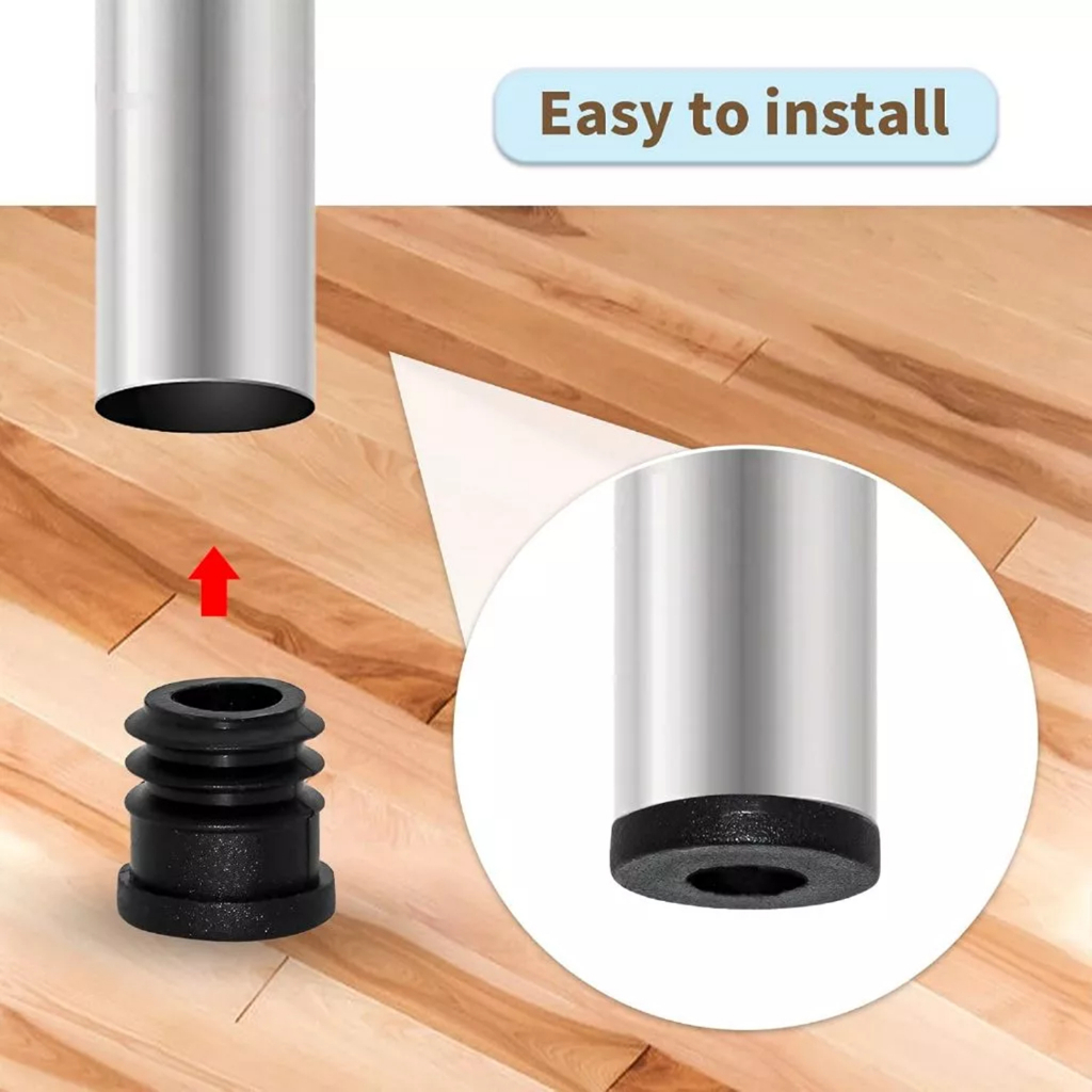 กปิดปลายท่อเก้าอี้ สกรู 8 มม ท่อเหลี่ยม ท่อกลม สําหรับขาเก้าอี้ เฟอร์นิเจอร์ DIY ชิ้นสําหรับเ สีดํา(4 ชิ้น/ชุด)