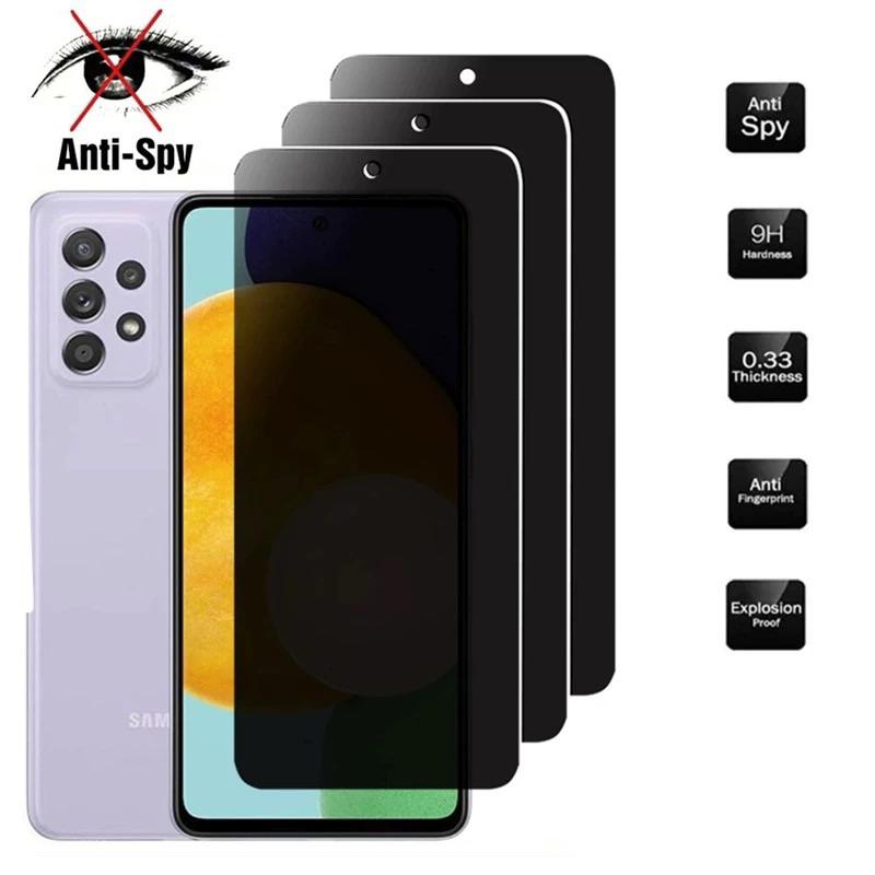 ฟิล์มกระจกเต็มจอ(กันมอง) สำหรับรุ่น Samsung A56 A36 A26  A16 A06 A55 A54 ฟิล์มกระจกขอบดํา แบบกาวเต็ม