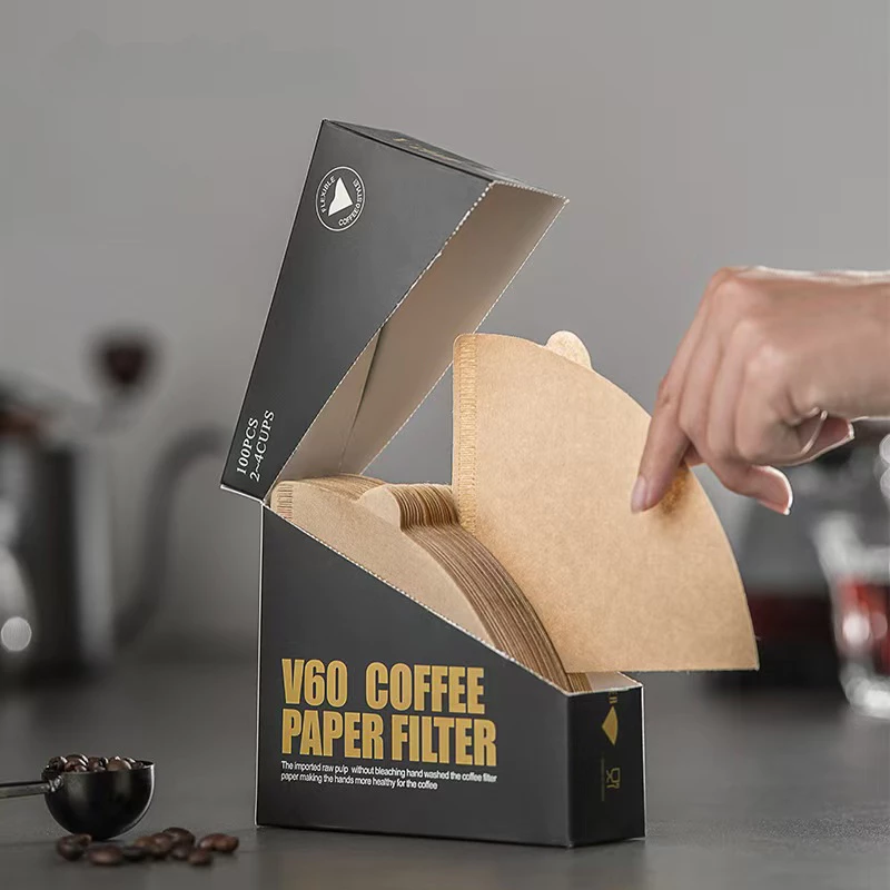 กระดาษกรองกาแฟดริป ทรง V/U หนา 100 แผ่น/กล่อง แบบหนา คุณภาพพรีเมียม