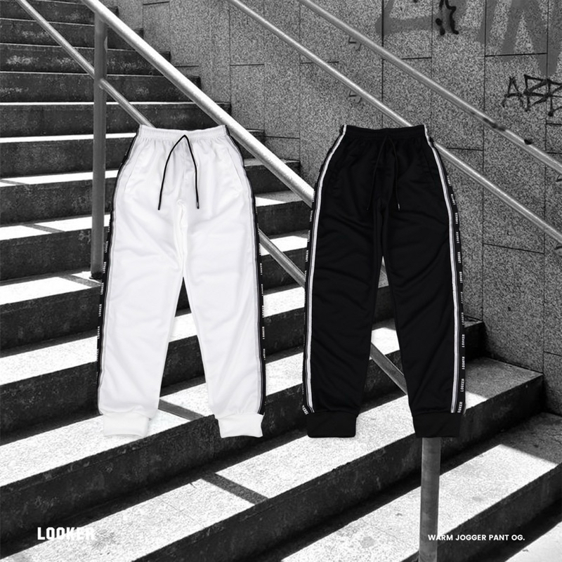 LOOKER - กางเกงวอร์มขาจั๊มแถบโลโก้