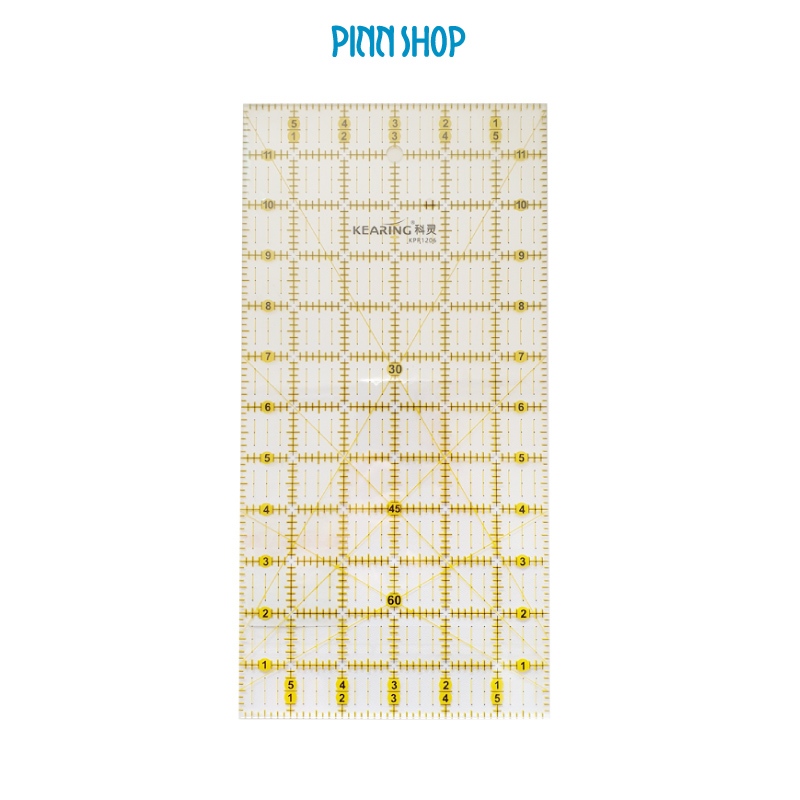 ไม้บรรทัดสำหรับตัดผ้า ไม้บรรทัดทรงสี่เหลี่ยม เหมาะสำหรับการตัดผ้าชิ้น ผ้าแถบ หรือ ชิ้นผ้าเป็นรูปสี่เหลี่ยม เช่น บล็อกผ้า