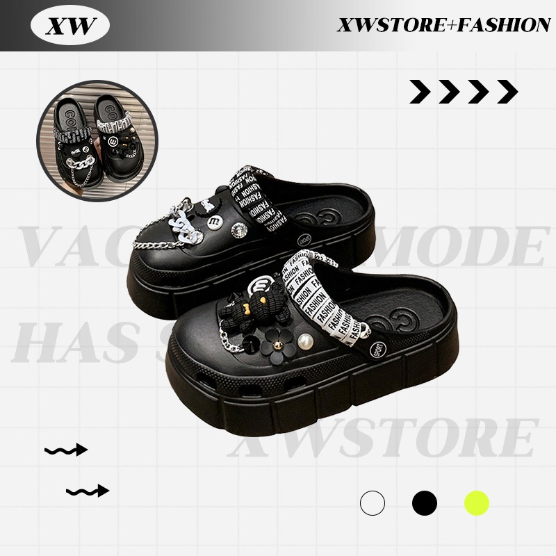 XWshopee รองเท้าแตะหัวโตที่มีสไตล์ ชุดสติกเกอร์ที่สวยงามและไม่เหมือนใครนี้ การตกแต่งเชือกผูกรองเท้าลาย yk นั้นเก๋ไก๋มาก