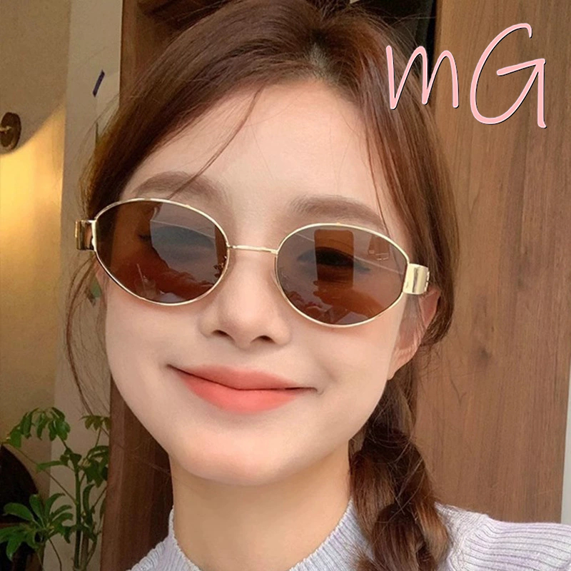 [ส่งจากกทม] My Girlแฟชั่นเกาหลี แว่นกันแดดทรงรีสไตล์ใหม่ระดับไฮเอนด์ย้อนยุคโลหะครีมกันแดดแว่นตาสายตาสั้นสไตล์ใหม่ Unisex