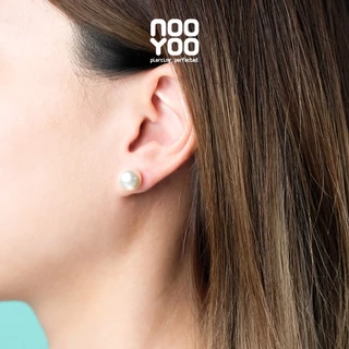 NooYoo ต่างหูสำหรับผิวแพ้ง่าย White Pearl 4/5/6/7/10 mm Gold Plated Surgical Steel
