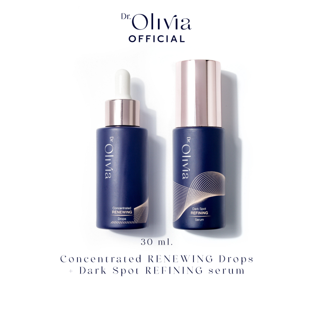 Dr.Olivia Renewing Drops 30 ml. (ส่วนผสมของ AHA+BHA) + Dark Spot Refining Serum 30 ml. (20% Whitening)