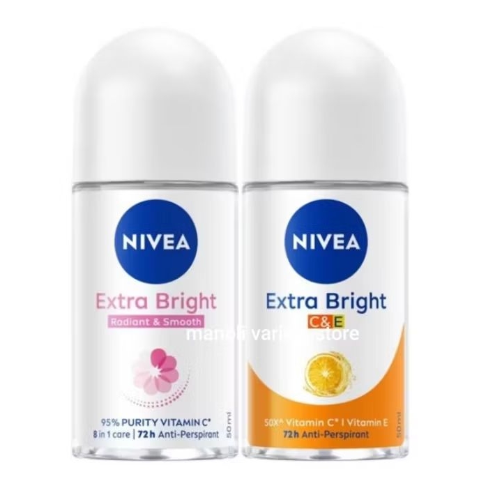 (แพคเกจใหม่) 50 มล. 1 ชิ้น NIVEA Extra Whitening Roll On นีเวีย โรลออน เอ็กซ์ตร้า ไบรท์ q10 ระงับกลิ่นกาย