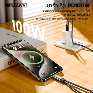 HENSAWA รุ่น AD119-120 อะแดปเตอร์ชาร์จไฟ 2in1 USB Type C + หูฟัง Type-c + PD 100W พร้อมชิป DAC ในตัว