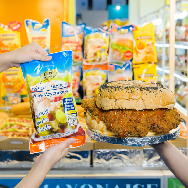 รสอร่อย by เพียวฟู้ดส์ เพียวมายองเนส มายองเนส 400-850 กรัม  มีฮาลาล รสชาติออกเปรี้ยว ใช้ทำเบเกอรี่