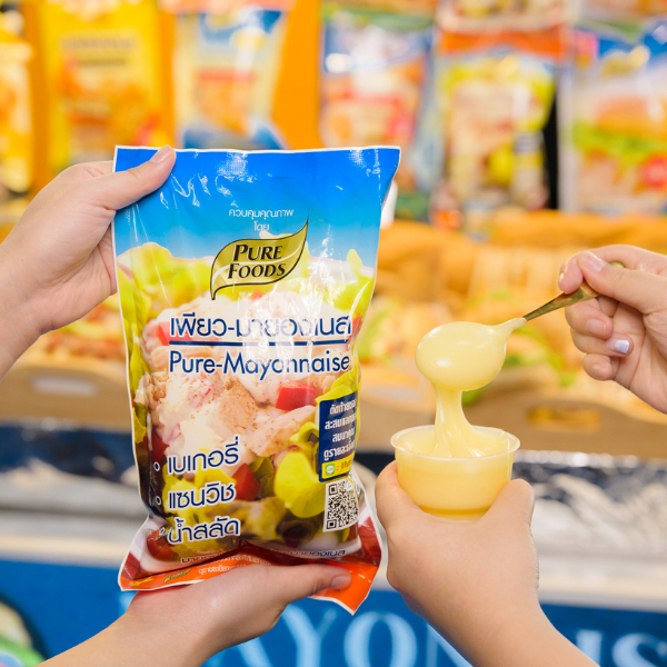 รสอร่อย by เพียวฟู้ดส์ เพียวมายองเนส มายองเนส 400-850 กรัม  มีฮาลาล รสชาติออกเปรี้ยว ใช้ทำเบเกอรี่