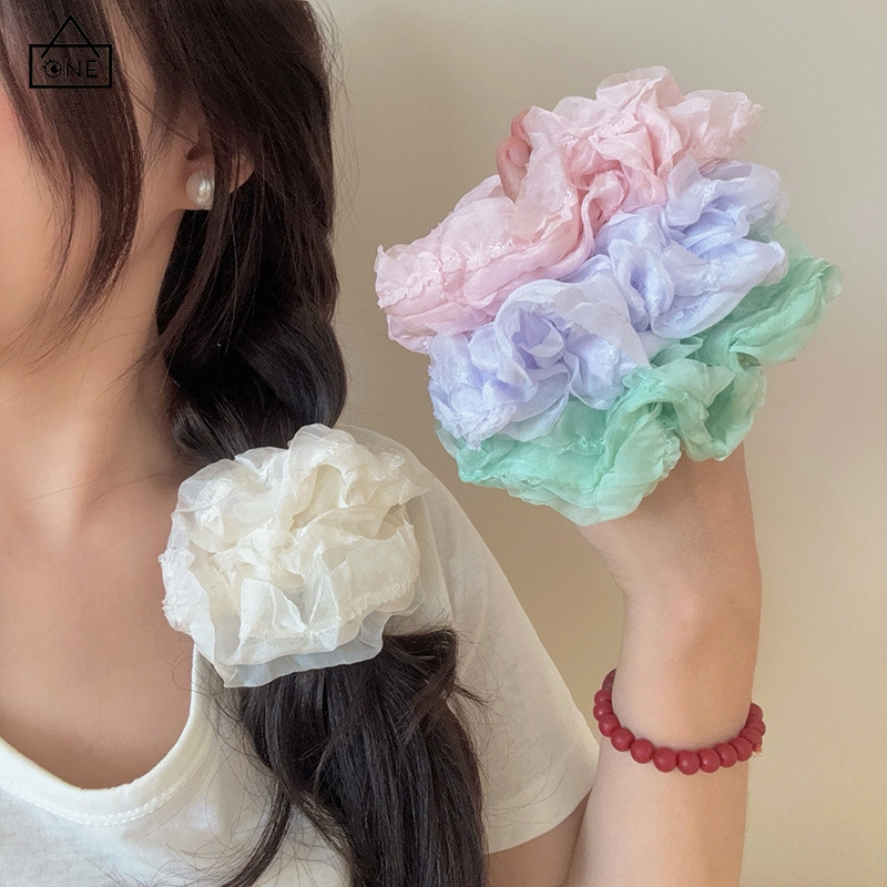 COD❤️ยางรัดผมผ้าตาข่ายหลากสีหวานสไตล์เกาหลีแฟชั่นหรูหราหางม้าเครื่องประดับผมสำหรับผู้หญิง-a.one
