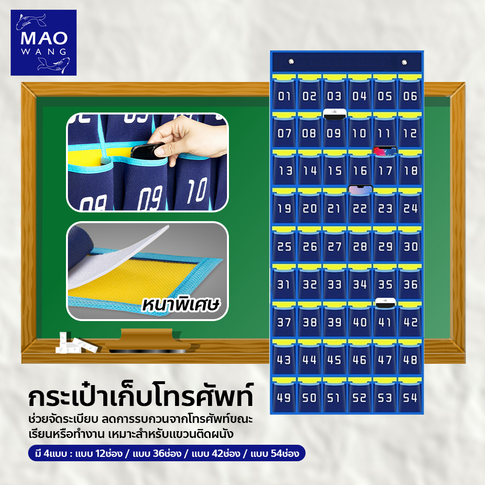 กระเป๋าเก็บของ แบบติดผนัง สีน้ำเงินเหลือง มีให้เลือกหลายขนาด สำหรับเก็บโทรศัพท์