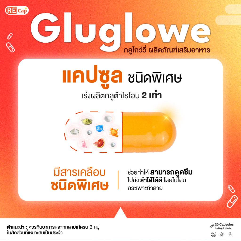 (ตะกร้าพิเศษ 2แถม1) | Gluglowe Plus | Recap+ | กลูต้า รีแคป ฟอร์ม รีดิวซ์ | ของแท้ส่งฟรี ราคา ถูกที่สุด ดีลบีเคเค แกลเลอรีภาพที่ 3