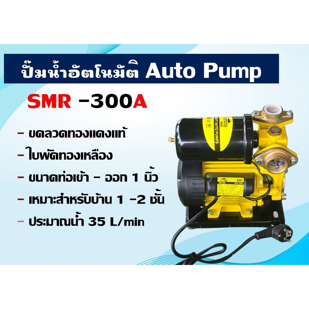 (ปั๊มอัตโนมัติ 1นิ้ว 300W SUBMARINE #SMR-300A)+(ปั๊มอัตโนมัติ 1นิ้ว "ETOP" 300W ทองแดงแท้ XH-250 ป้อ