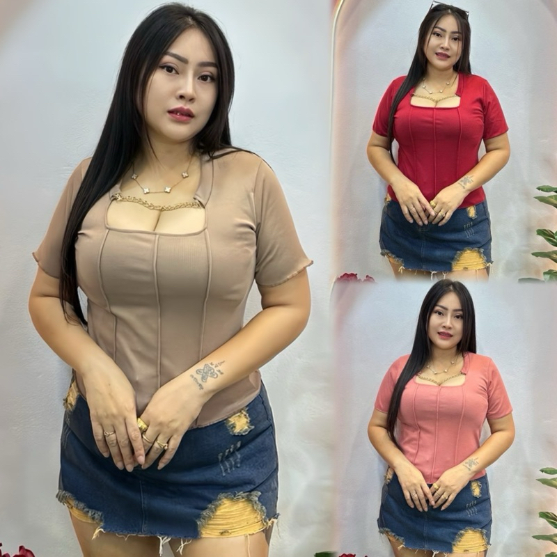 เสื้อผ้าสาวอวบ**ปอแฟชั่น**อก36-46  ยาว23 ป้ายปอ  สวยมาก ปังมาก  เสือวาริสตัวใหม่ห้อยโซ่