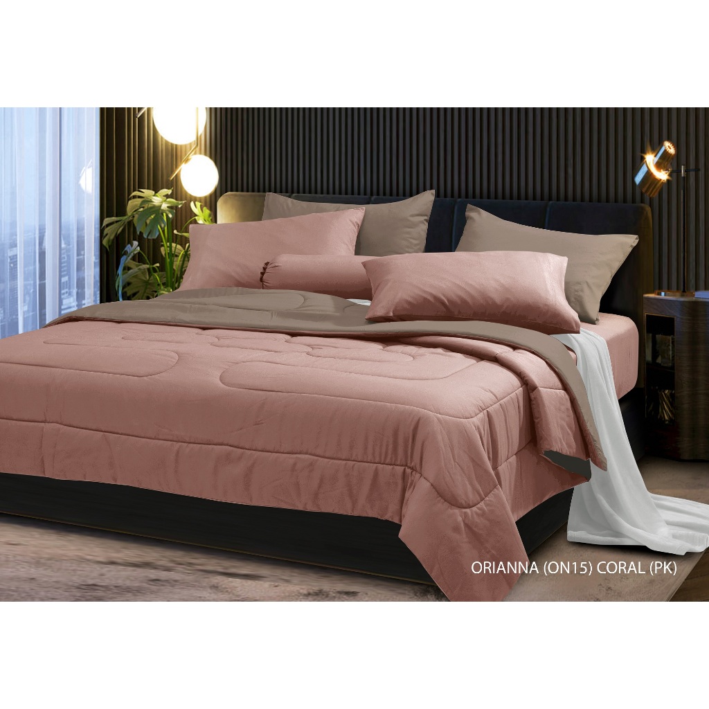 STEVENS ชุดเครื่องนอน ดีไซน์ ORIANNA15 # CORAL รุ่น SOFTEX เนื้อผ้าไมโครไฟเบอร์