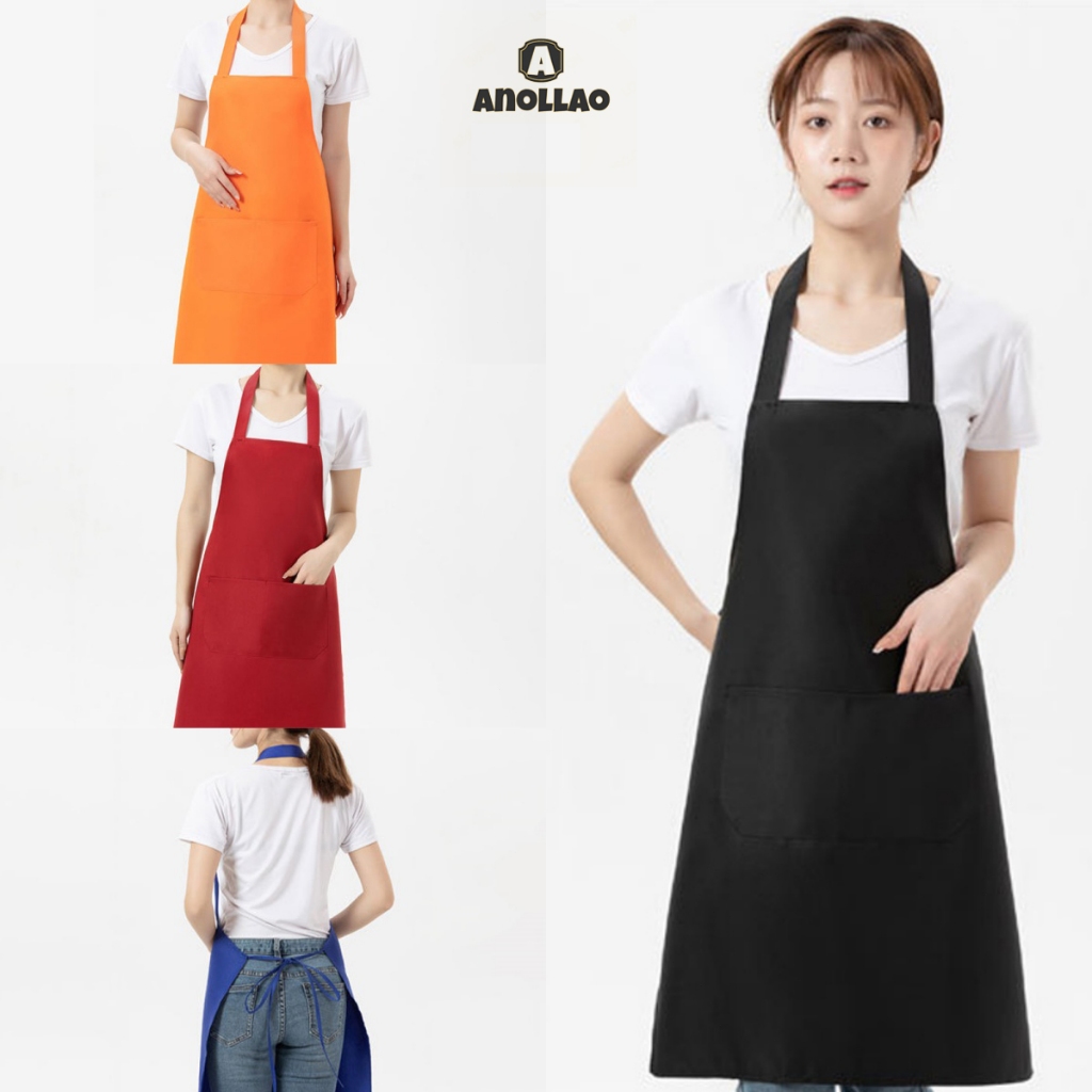 ผ้ากันเปื้อน ผ้าแคนวาส กันน้ํา กันเปื้อน ลายโลโก้ สําหรับเชฟร้านอาหาร บาร์บิสต้า ใช้ได้ทั้งชาย และหญิง✨Anollao