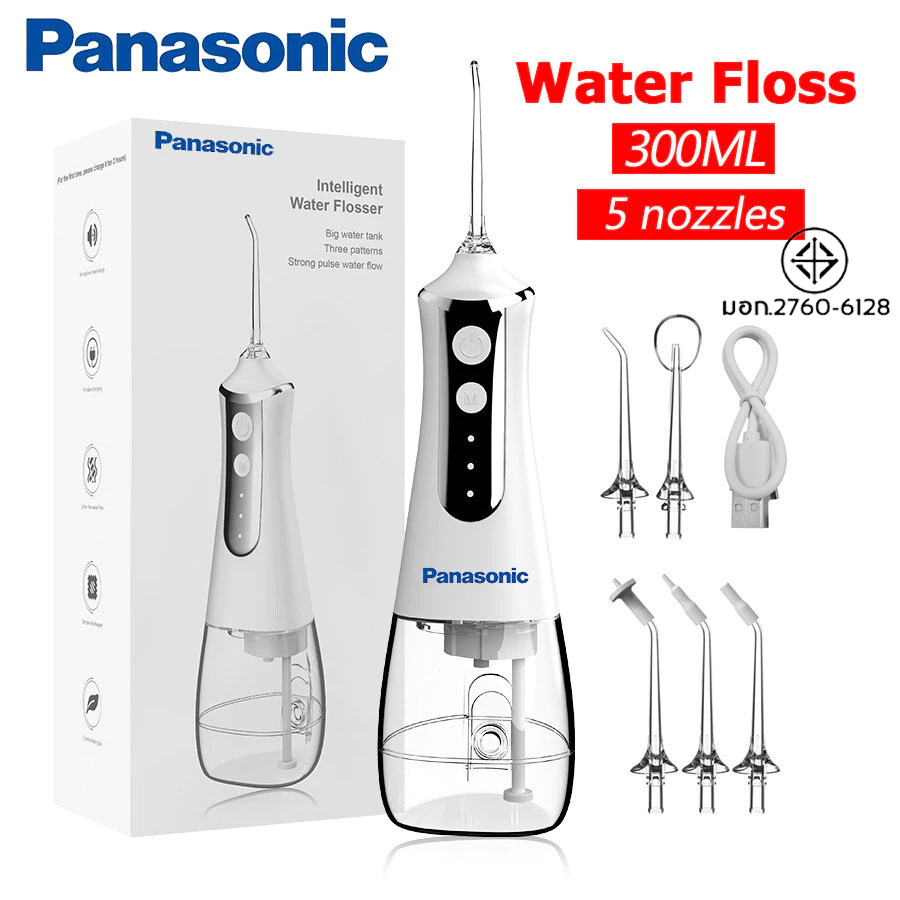 Water Flosser เครื่องทำความสะอาดฟัน Panasonic L10โรงหล่อรุ่นเดียวกัน ทําความสะอาดฟันและช่องปาก หัวฉีดมืออาชีพ 5 หัว ชาร์