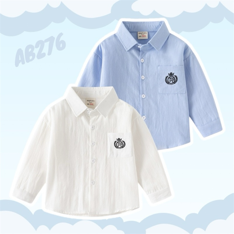 AB276 เสื้อเชิ๊ตแขนยาว เสื้อผ้าเด็ก แฟชั่นเด็ก สินค้าพร้อมส่งในไทย 🇹🇭