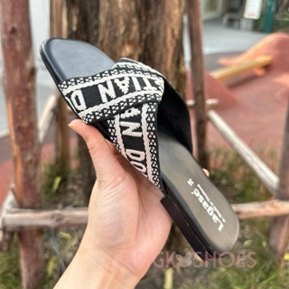 (04)รองเท้าแตะสวม DO ส้นแบน ผ้าไขว้ มี 2 สี พร้อมส่ง