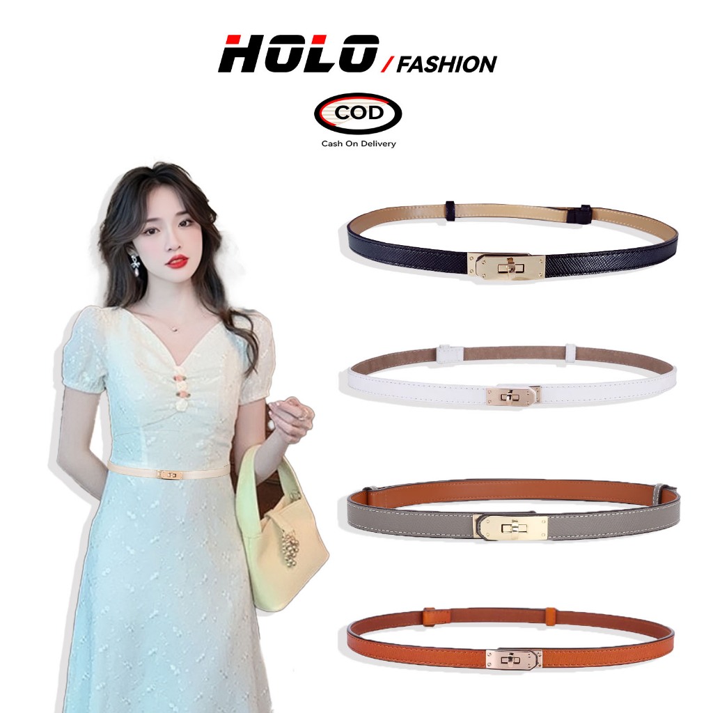 HOLO เข็มขัดผู้หญิง เข็มขัดสไตล์เกาหลี วินเทจ ความยาวปรับได้ สำหรับผู้หญิง เหมาะสำหรับกางเกงยีนส์และชุดลำลอง หัวเข็มขัดโ