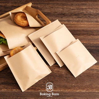 Baking barn (100 ชิ้น/แพ็ค) ถุงกระดาษคราฟท์ สีน้ำตาล เบเกอรี่ Paper Bag เคลือบมัน ฟู๊ดเกรด