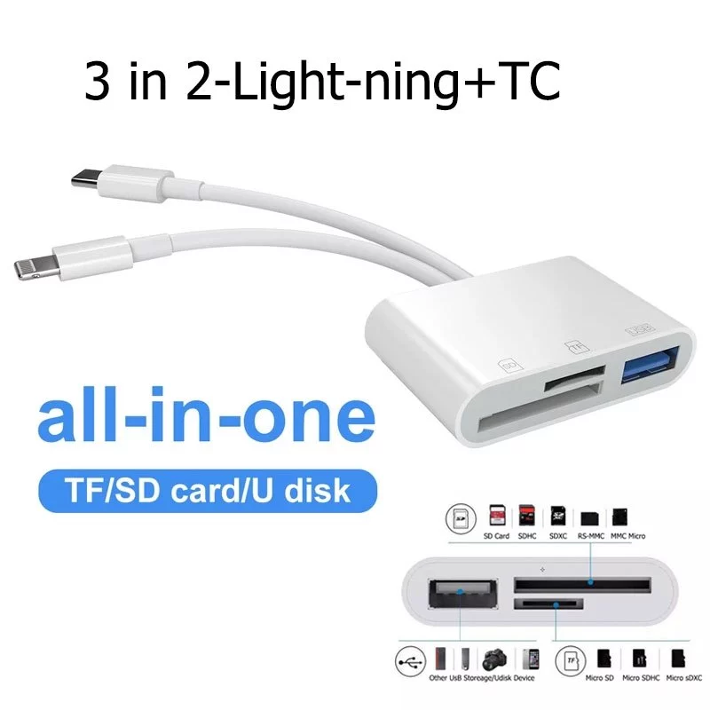 เครื่องอ่านการ์ด IP/TC, เครื่องอ่านการ์ด Type-C เป็น SD TF, เครื่องอ่านการ์ด 3-in-2 สําหรับการ์ด SD/Micro SD/TF/USB