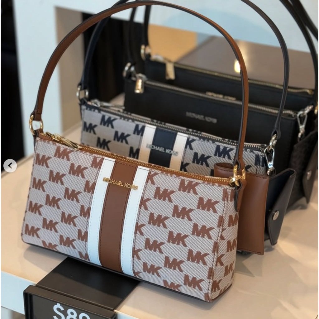 MICHAEL  KORS Vincent Medium Logo Jacquard Pochette with Card Case