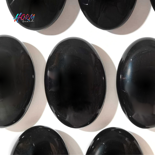 ((Palm)) หิน Black Obsidian แบลคออบซิเดียน  หินแร่ธรรมชาติ แท้100% อัญมณี  พลอย