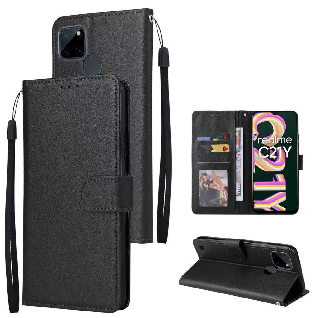 เคส กระเป๋า ฝาพับ กระดุม สำหรับ Oppo Realme C21Y C25Y C25 C21 C20 C17 C12 C15 C11 2021 Realme 5 5s 5i 6i 7i  Realme 9i
