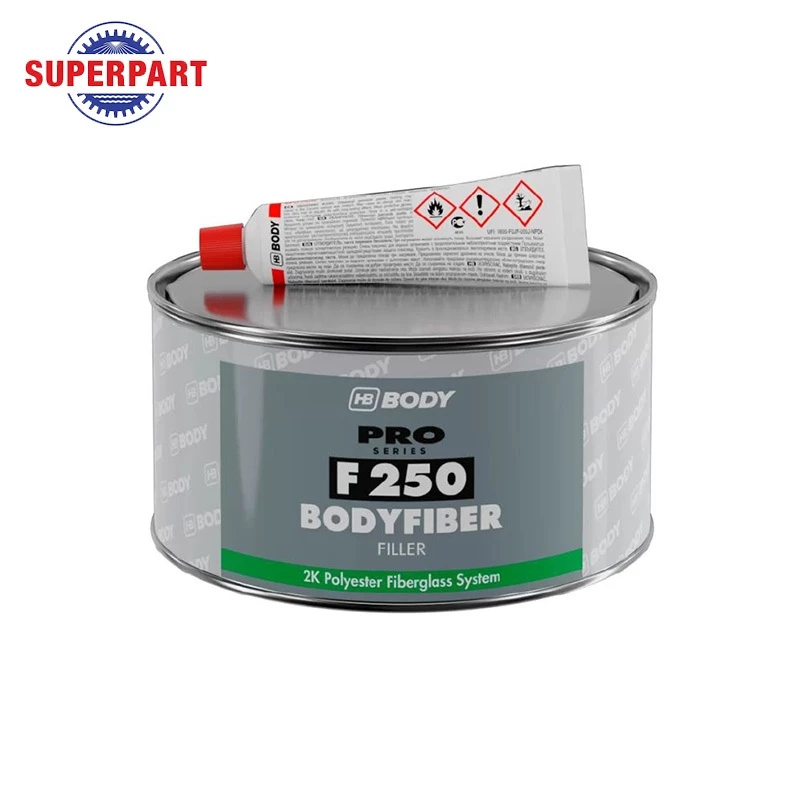 สีโป๊วไฟเบอร์ HB BODY F250 (750G) + แถมน้ำยาสีโป๊ว คุณภาพสูงสำหรับซ่อมสีรถยนต์ (F250)